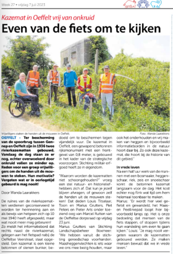 Kazemat in Oeffelt vrij van onkruid